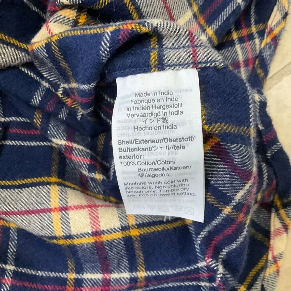 J.Crew Men's 100% Cotton Flannel Plaid  shirt men’s Large Blue/pink